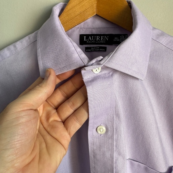 Lauren Ralph Lauren Men's 16.5 Casual Dress Shirt Button Up Lilac 34/35 Slim Fit - Picture 4 of 12